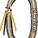 Cindeer Silk Graduation Leis Class of 2025 Graduation Necklaces Ribbons Grad Money Leis Number Patch for High School College (Black, Gold)