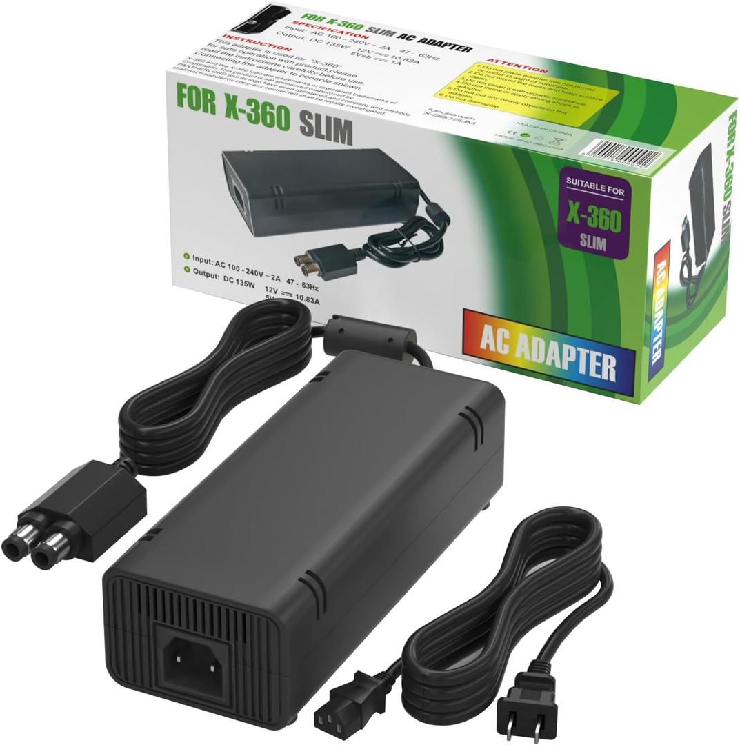 Puning Power Supply Replacement for Xbox 360 Slim,AC Adapter Power Supply[Advanced Quiet Edition] with Cooling Fan Compatible with Xbox 360 Slim Console