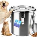 20 lb Stainless Steel Dog Food Storage Container, Airtight Metal Pet Food Storage Bin with Lid and Scoop, Large Dog Food Container for Dry Food, Keep Fresh, Easy to Clean
