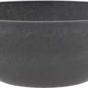 PSW Pot Collection M30DC 12-inch Plastic/Stone/Wood Composite Low Bowl Planter  No Drainage Hole (Drillable), Shallow Indoor/Outer Pot for Succulents, Bonsai, Fairy Gardens, Herbs, Dark Charcoal