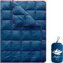 Mini Camping Blanket,Lightweight Puffy Blanket Packable Down Alternative Throw Blanket Waterproof Windproof for Outdoors, Travel, Beach, Airplane, Hiking (39x55", Navy)