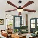 NKPU Ceiling Fans with Lights and Remote Control, 5 Solid Wood Blades, 3CCT Dimmable, Quiet DC Motor, 56 Inch Modern Outdoor Ceiling Fans for Bedroom Farmhouse Patios