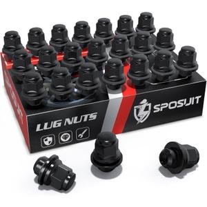 Sposuit M12x1.5 Lug Nuts - Replacement for 1989-2023 Toyota 4Runner, 2016-2021 Tacoma, 2000-2006 Tundra, 2016-2023 Hilux - OEM Factory Style Mag Seat Black Lug Nut with Washer(24 Pcs)