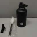 Insulated Water Bottle | Thickened Stainless Steel Vacuum Metal | Portable Sports Half Gallon Large Water Jug for Gym and Hiking with Straw, Carrier Bag, Handle Strap | BPA-Free 64 oz (Advanced Black)