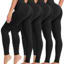 VALANDY Creamlush 4 Pack Leggings for Women-High Waisted Ultra Soft Stretchy Yoga Lounge Pants S-M