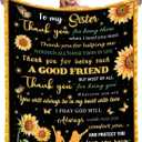 Sisters Gifts from Sister, Birthday Gift for Sisters from Brother, to My Sisters Blanket for Christmas - Super Soft Flannel Sunflower Throw Blanket 60" x 50"