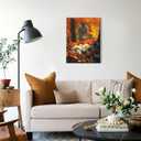 OTOSTAR Jesus and Lamb Canvas Wall Art Jesus Runs for the Lost Sheep In Autumn Forest Picture Wall Art Canvas Print Christian for Living Room Bedroom Church Home Decor - 12 x 16 Inch