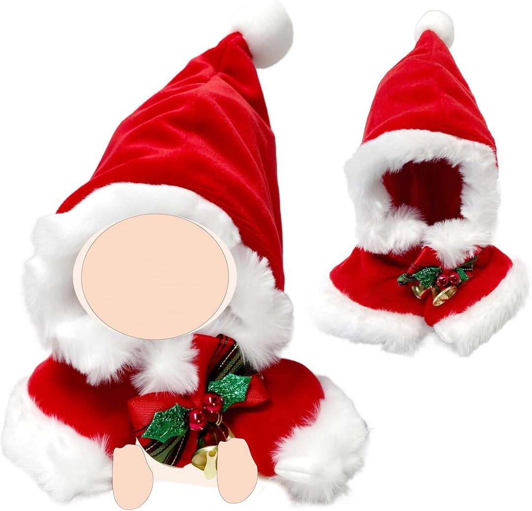 17cm/15cm Doll Clothes Christmas Outfit Set,Christmas Cape with Hat Accessories for Dolls,Clothes Set for Dolls Dress Up (No Doll) (Red 01)