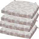 HOMELYSIAN Outdoor Chair Cushions Set of 3, 17 x 16 Inch Patio Chair Cushions for Outdoor Furniture, Water Resistant, Non-Slip Ties(Beige Floral)