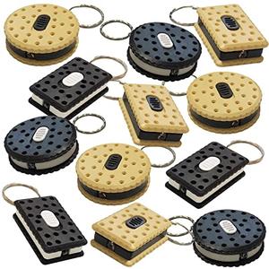 ArtCreativity Sandwich Cookie Flashlight Keychains, LED Key Chains in Assorted Cookie Replicas, Durable Plastic Keyholders, Birthday Party Favors, Goodie Bag Fillers for Kids