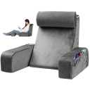 PHYSEN Reading Pillow for Sitting in Bed Adult  Back Pillow for Bed Sitting Up  Back Support Pillow with Detachable Neck Roll & Arms  Reading & Bed Rest Pillows for Watching TV/Reading/Gaming