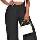Nimsruc Womens Jumpsuit Casual Loose Sleeveless Adjustable Spaghetti Straps Wide Leg Pants Baggy Overalls With Pockets (Black, L)