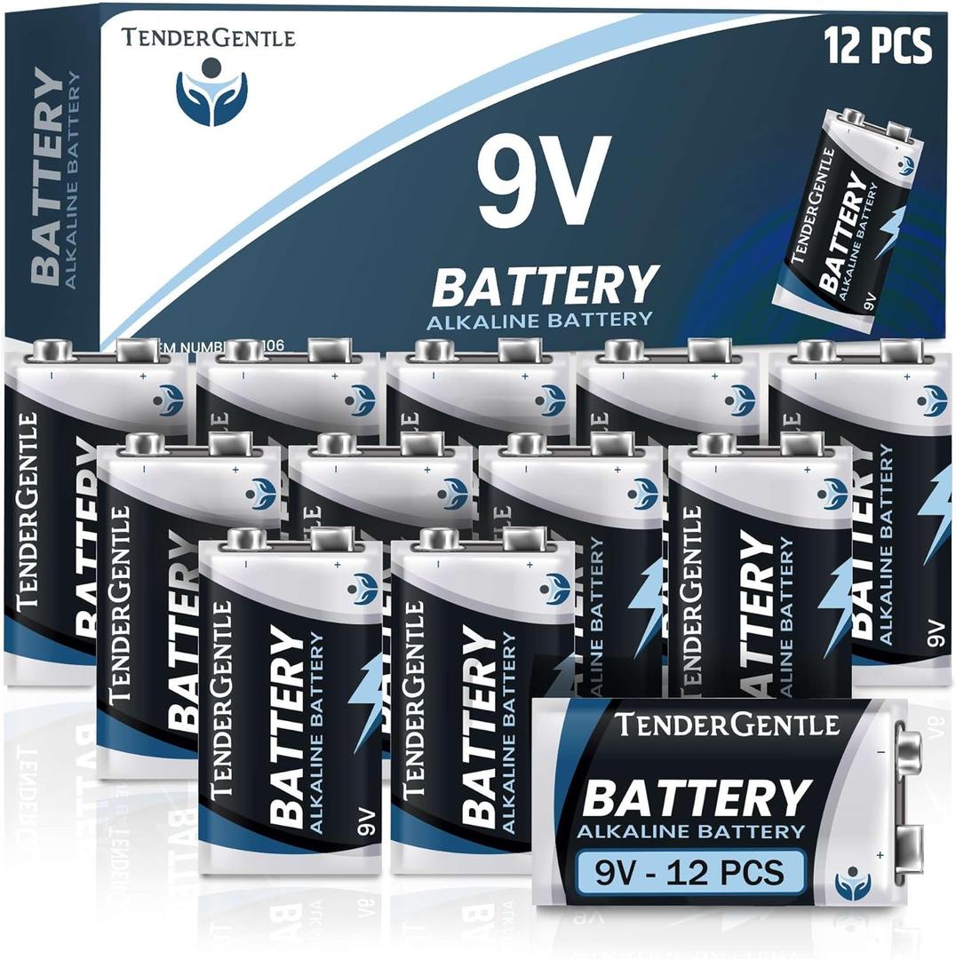 9 Volt Batteries 10 Pack - 9v Alkaline Batteries for Smoke Detectors, Carbon Monoxide Alarms, Security Systems, Walkie Talkies, and More