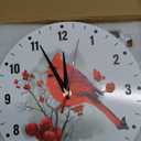 SPUNKER Wall Clock, Red Cardinal Bird Wall Clocks for Living Room Decor, Watercolor Berry Kitchen Clocks Wall Battery Operated - 10 Inch Round Bathroom Wall Clock Silent Non-Ticking