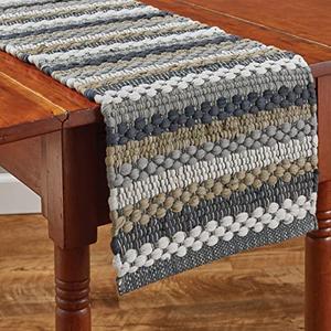 Park Designs Gray Striped Hartwick Chindi Table Runner 13" x 36", Soft 100% Cotton Handloomed Runner for Country Farmhouse Decor and Everyday Use, Protects Table from Heat and Spills
