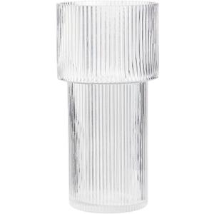 Large Glass Vase, 12 Inches Tall Vase for Flowers, Flower Vases for Bouquet, Modern Ribbed Glass Vases for Living Room, Dining Table, Office, Entryway, Mantle, Shelf, Wedding Gifts