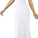 FANDEE Maxi Dress for Women Short Sleeve Summer Dresses V Neck Casual Loose Long T Shirt Dresses with Pockets (Large)