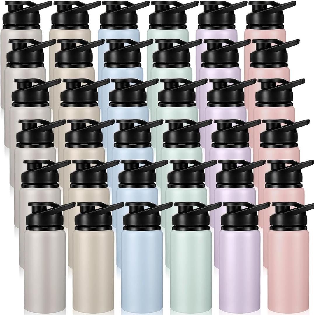 Domensi Aluminum Water Bottle Bulk, 17oz, Morandi Colors, 36 Pack