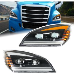 Duolctarms Dual Projector LED DRL (ONLY FOR LED) Upgrade Full LED Headlight Headlamp Assembly Compatible for 2018-2024 Freightliner Cascadia L&R
