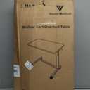 Vaunn Medical Pneumatic Adjustable Overbed Bedside Table with Wheels (Hospital and Home Use) (Black)