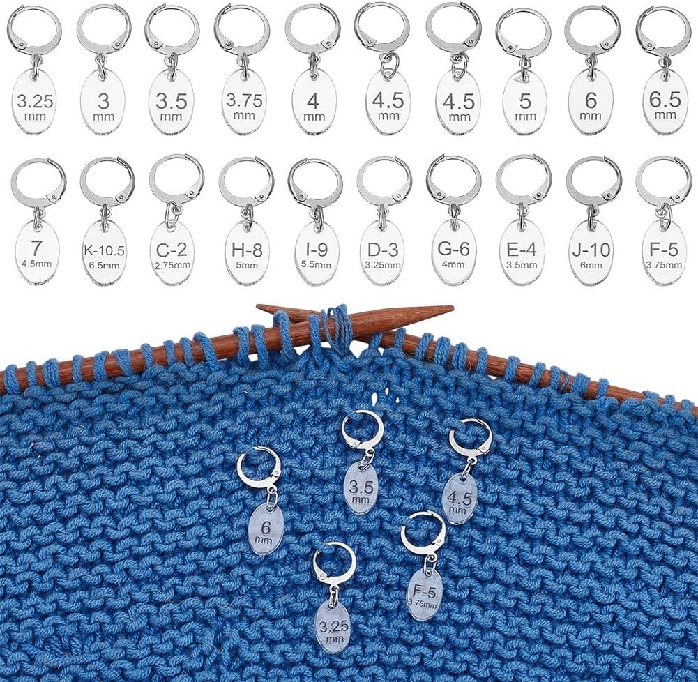 BENECREAT 20Pcs Oval Number Stitch Markers, Clear Acrylic Crochet Stitch Marker Charms with 304 Stainless Steel Clasps for Knitting Weaving Sewing Accessories Quilting