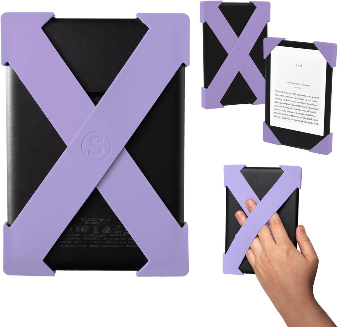 Strapsicle Kindle E-Reader Holder, Portable Electronic Device Cover, Unisex, Compatible with Kindle Paperwhite 2021 & 2023, Game-Changer for Comfortable Reading Experience (LGE -Paperwhite Gen 11 (6.8") & 12 (7"), Colorsoft, Lilac)