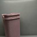 Mind Reader 50L Slim Laundry Hamper, Clothes Basket, Lid, Wicker Design, Plastic, 17.65"L x 13.75"W x 21"H, Set of 2, Pink