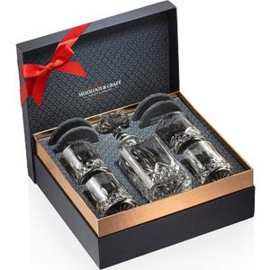 Mixology & Craft Whiskey Decanter Set - Crystal Bourbon, Scotch, Cognac Glasses (10oz)
