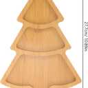 Baluue Christmas Tree Charcuterie Board, Bamboo Serving Tray for Appetizers, Snacks, and Fruit 3-Compartment Wooden Cheese Platter for Xmas Holiday Party & Hostess (27.70X19.50X1.20CM, Khaki)