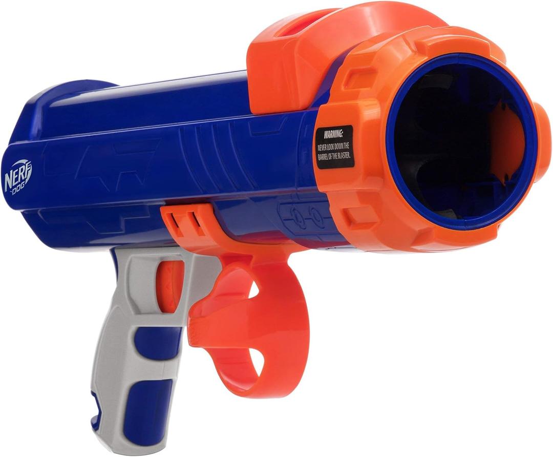 Nerf Dog Tennis Ball Blaster Dog Toy Blue/Orange, 16 Inch Compact Blaster with 1 Ball