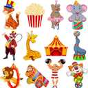 Zonon 24 Pieces Carnival Cutouts Party Supplies, Circus Theme Birthday Party Favors Circus Animals, Clown Performers Carnival Decoration