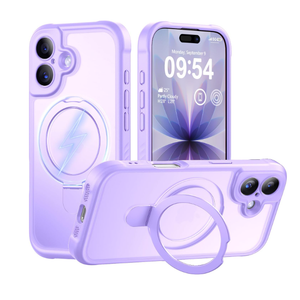 MOCCA Design for iPhone 17 Case, Compatible with Magsafe [Premium Invisible Magnetic Ring Stand] [Military Drop Protection] Full Camera Guard Translucent Matte Slim Phone Cover 6.3",Lavender Purple