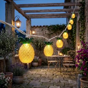 8.5Ft Tropical Summer Beach Pineapple Lights, 10L LED Pineapple String Lights Plug in for Indoor/Outdoor Home Table Porch Pergola Tiki Bar Luau Aloha Hawaiian Party Lights