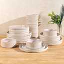 TheTerra Ceramic Dinnerware Sets for 8, 24 Pieces Porcelain Lightweight Plates and Bowls Sets, Scratch Resistant Dish Set, Oven & Microwave & Dishwasher Safe, Primrose Pink