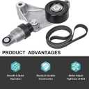 Drive Belt Tensioner Pulley and Serpentine Belt Component Kit 38216+7PK1940 Compatible with 2004-2006 Toyota Camry Solara 2005-2006 Scion tC 2.4L Drive Belt Tensioner Assembly Replace OE#16620-28090