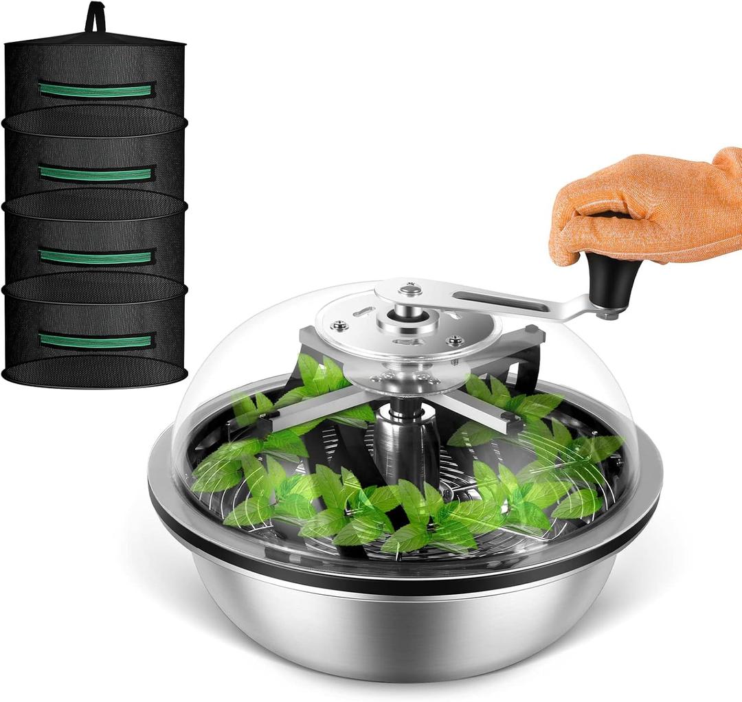 MELONFARM 13-Inch Bud Leaf Bowl Trimmer Twisted Spin Cut for Hydroponic Plant with Sharp Stainless Steel Blades, 4-Layer Plant Rack Included
