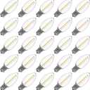 Meconard C9 Led Replacement Christmas Light Bulb, 25 Pack C9 Shatterproof Led Bulbs for Christmas Outdoor String Lights, E17 Intermediate Base, Commercial Grade Holiday Bulbs, Warm White