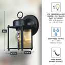 DESIGNERS FOUNTAIN Preston Outdoor Light Fixture, 8 Inch Exterior Wall Lantern Sconce for Front Door, Patio and Porch, Black, 1161-BK