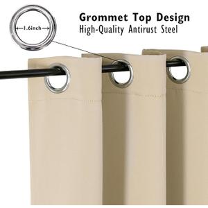ChrisDowa Grommet Room Darkening Curtains for Bedroom and Living Room - 2 Panels Set Thermal Insulated Blackout Curtains (Beige, 52W x 63L