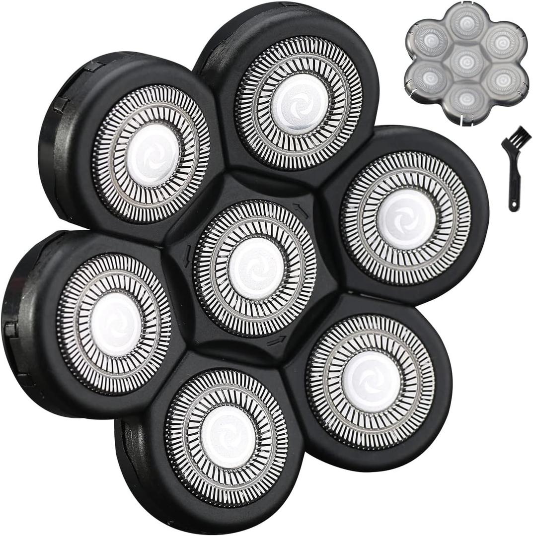 7D Black Electric Razor Replacement Blades - Universal 7 Blade Head Shaver for Men