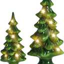 Yinns Christmas Decor 2 Pack Ceramic Christmas Tree Christmas Tree Light Up Tabletop Decor for Xmas Decoration Indoor Home Party Supplies