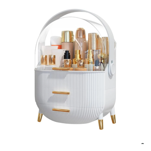 Makeup Organizer Skincare Organizers - Cosmetic Display Cases with Transparent Cover, SkinCare Organizers for Bathroom Countertop, Bedroom Vanity Desk, Lipstick Organizer, White Upgarde