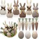 Hahafelt 18 Pcs Rustic Farmhouse Easter Bunny Decorations Spring Fabric Bunnies Carrot Eggs Vase Filler Table Decor for Desk Counter Tiered Tray Basket Spring Easter Wedding Home Exquisite Soft Craft