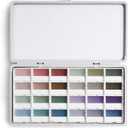 Fuumuui 24-Color Opaque Semi-Moist Solid Watercolor Paint Set Art Supplies for Artists Beginner Painters Amateur Hobbyists Painting (1 Count (Pack of 1), Low-key)