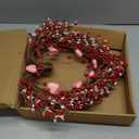 VioletEverGarden Valentines Day Wreath,15 Heart Shaped Wreath with Red Berries and Small Pink Hearts for Valentines Day Wedding Festival Decor