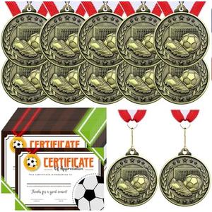 Loetere 12 Pcs Award Medals with 12 Pcs Achievement Award Certificates Team Participation Medals Certificates Party Favors for Team Competitions Trophy Prize