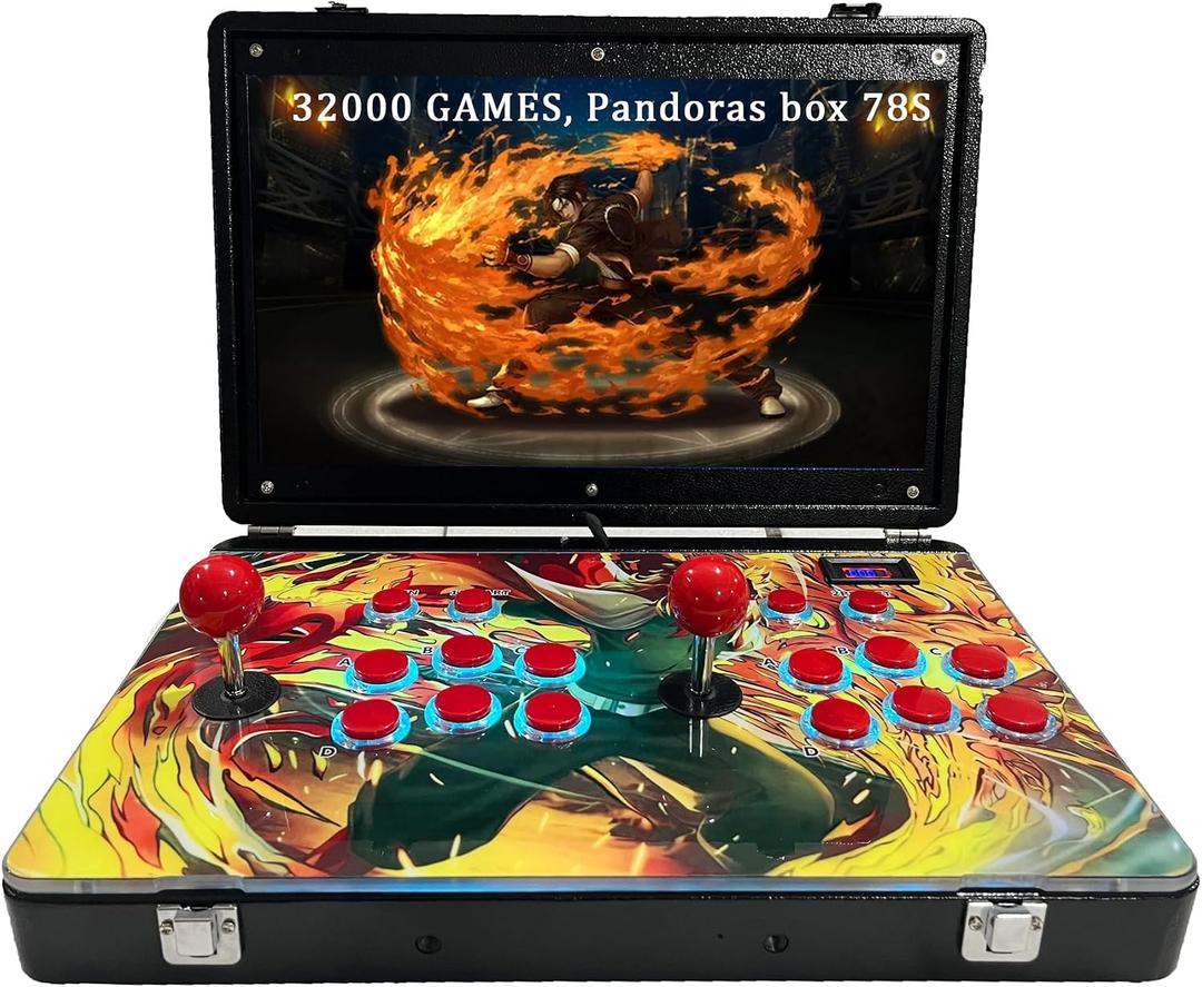 RegiisJoy 32000 in 1 Portable Arcade Game Console 18-inch HD Screen Dual Players Pandoras Box 78S,Retro Video Game Machine Metal Box Search/Hide/Save/Load/Pause Games
