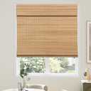 AGESISI Bamboo Roman Shades with Valance Cover, Cordless Blinds for Indoor Windows, Blackout Woven Wood Shades for Home & Patio, Privacy Protection, 24" W x 64" H, Carbonized