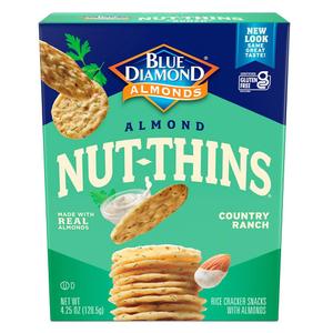Blue Diamond Almonds Nut Thins Cracker Crisps, Country Ranch, 4.25 Ounce (EXP 06/16/27)