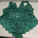 JuicyRose Women Plus Size 2 Piece Lingerie Sexy Floral Lace Scallop Trim Bralette and High Waist Panty Set (Green), 4XL